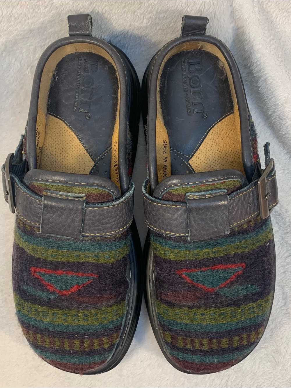 Born Navajo Aztec Wool-Pattern Slip-On Loafers with Leather Trim Size 6 - Picture 3 of 14